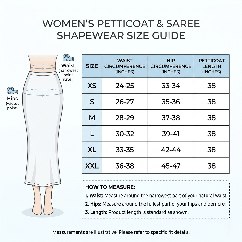 Premium Women’s Saree Petticoat Mermaid Fit Shapewear  with Drawstring (White)