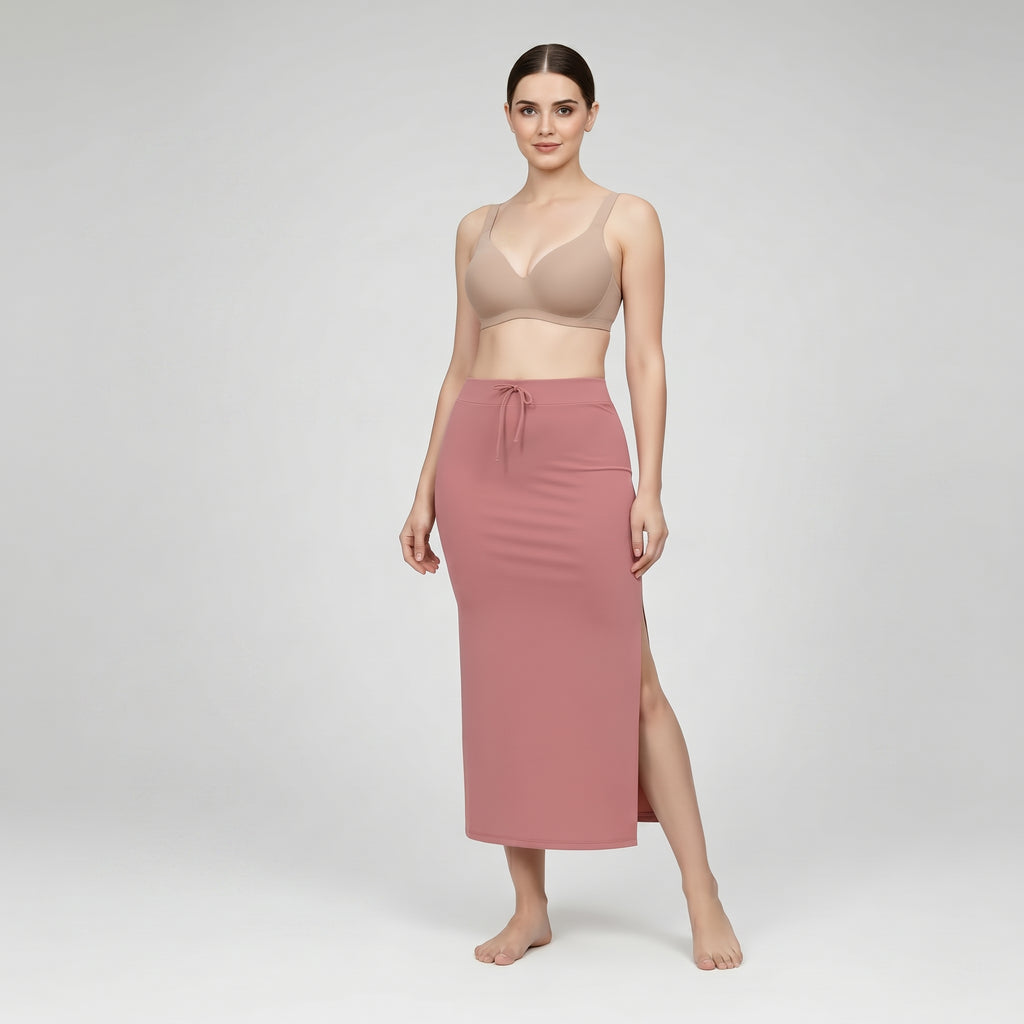 Premium Women’s Saree Petticoat Mermaid Fit Shapewear with Drawstring (Peach)