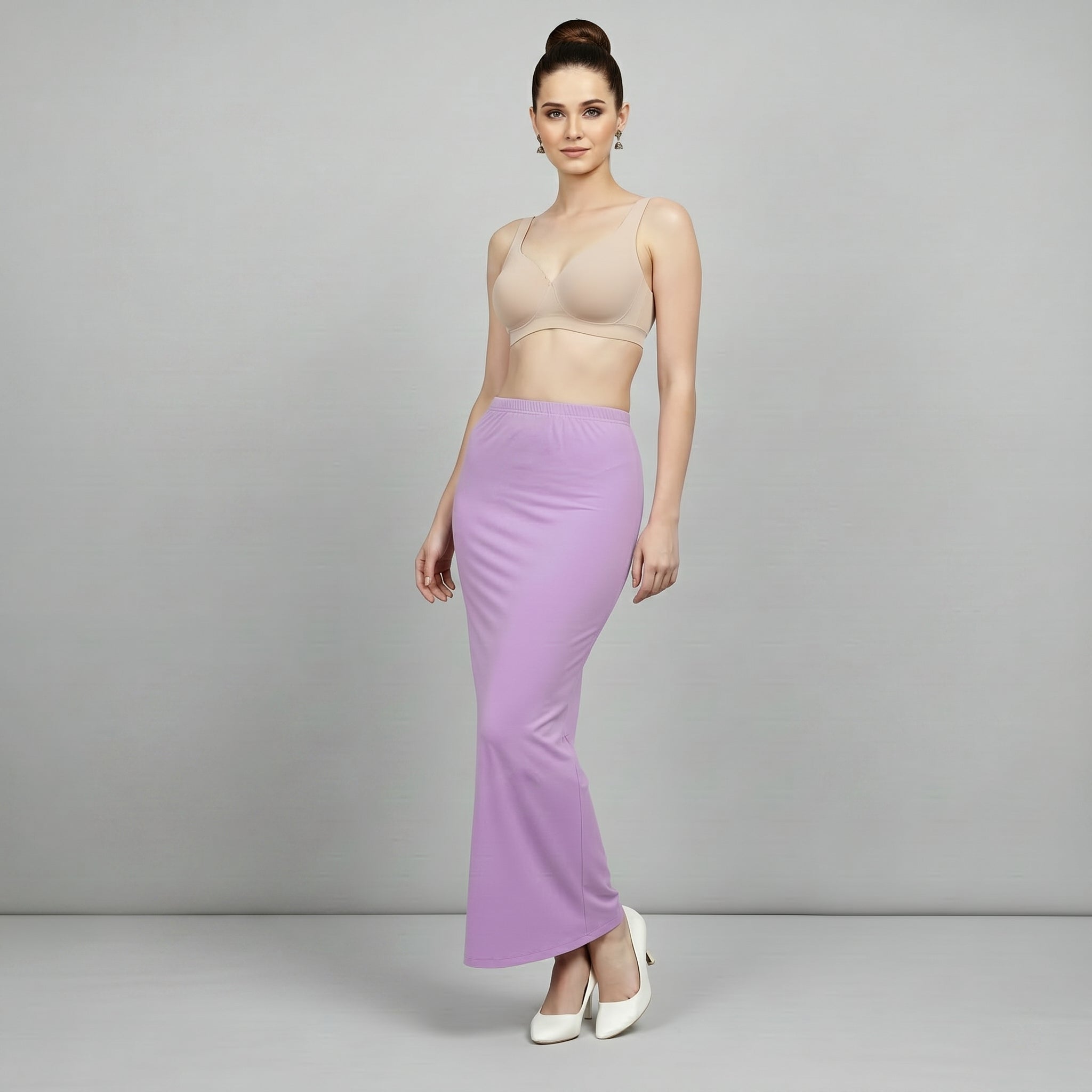 Premium Women’s Saree Petticoat Mermaid Fit Shapewear with Drawstring (Purple)